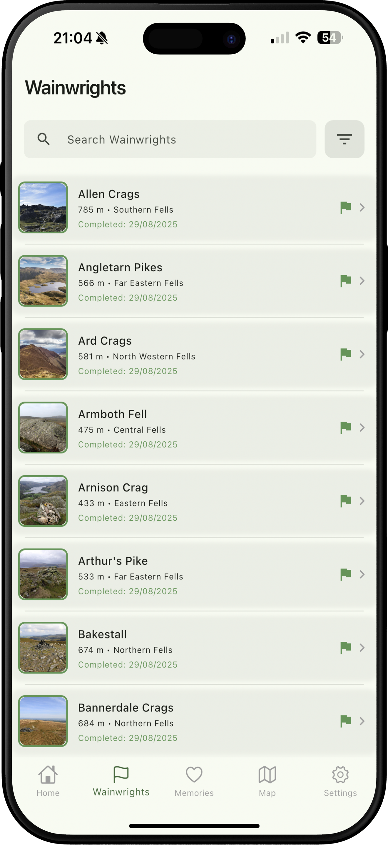 Wainwright List View